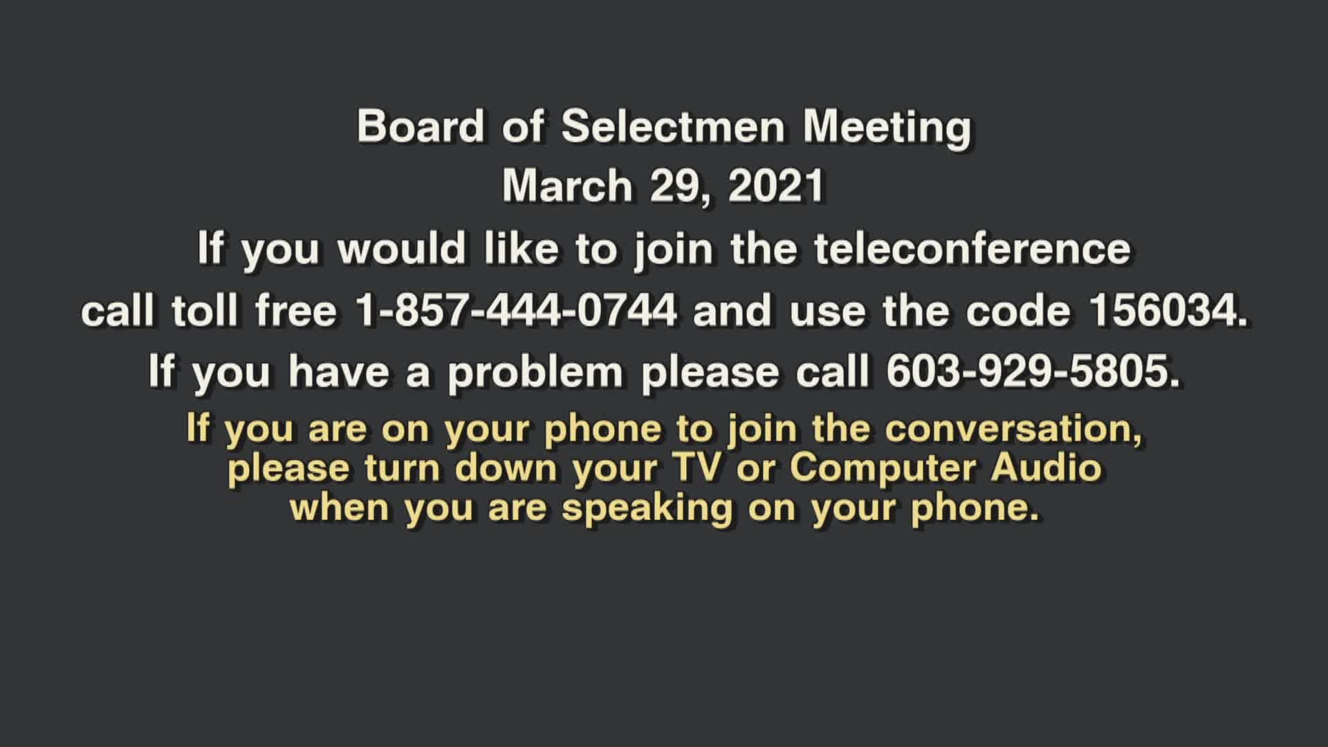 Thumbnail image for Board of Selectmen, March 29, 2021