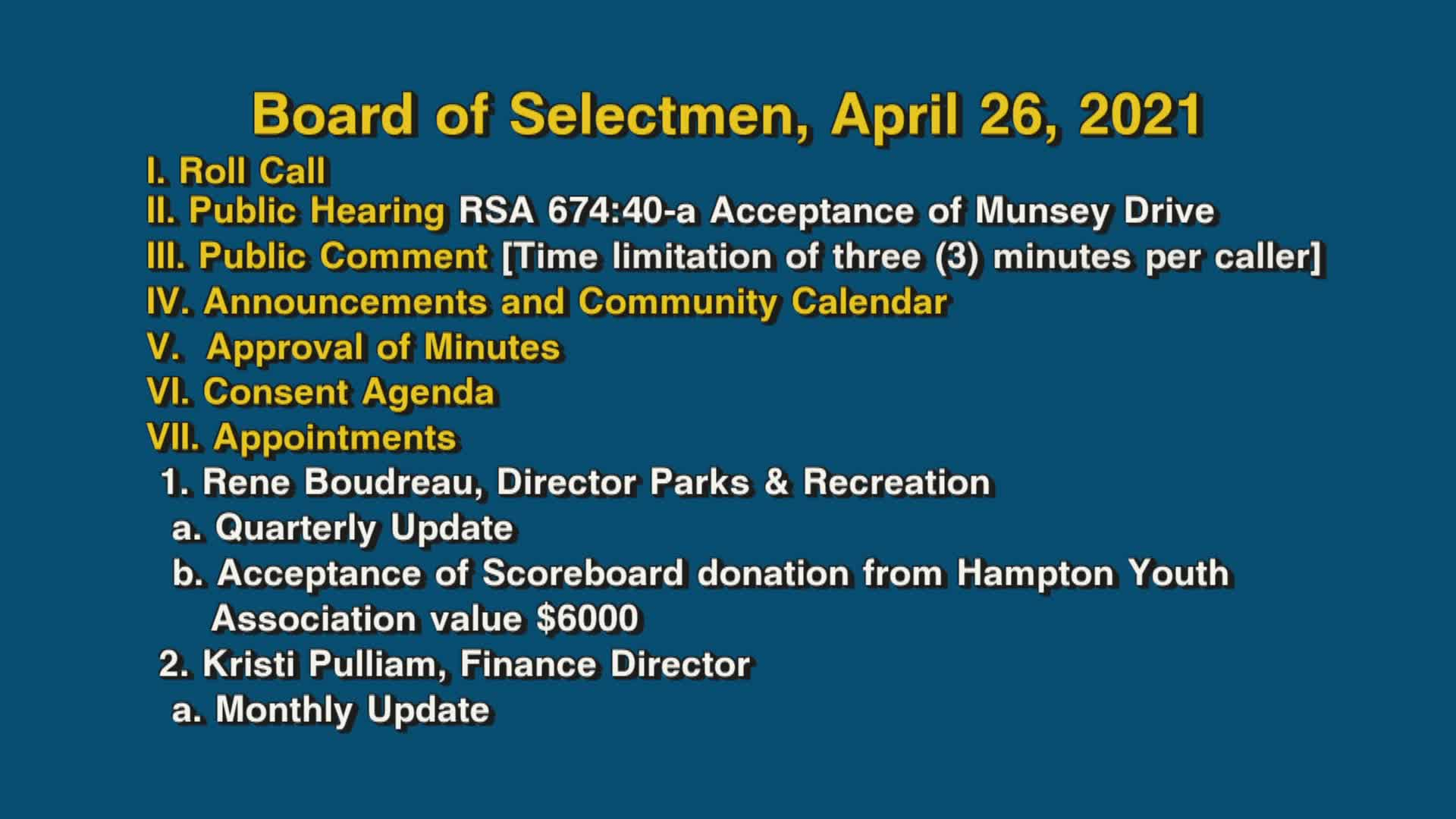 Thumbnail image for Board of Selectmen, April 26, 2021