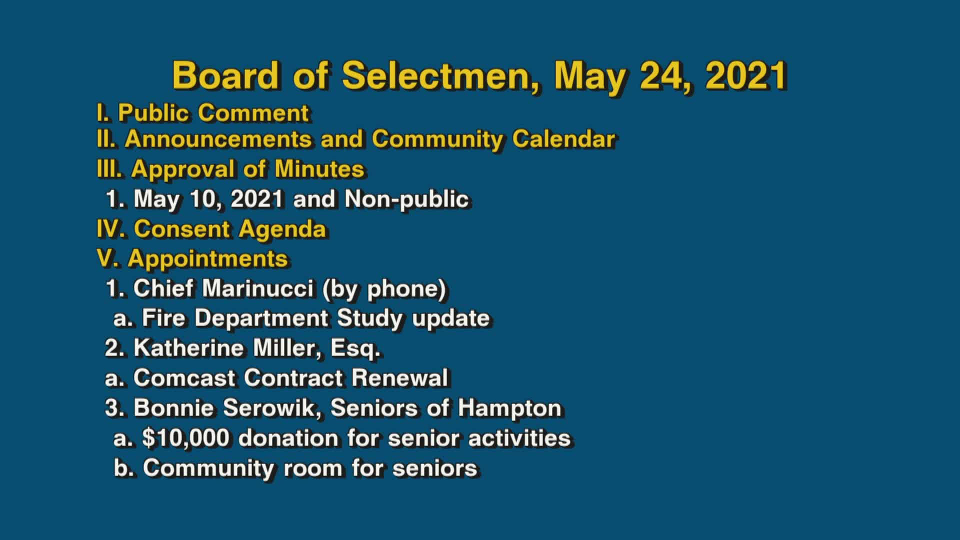 Thumbnail image for Board of Selectmen, May 24, 2021