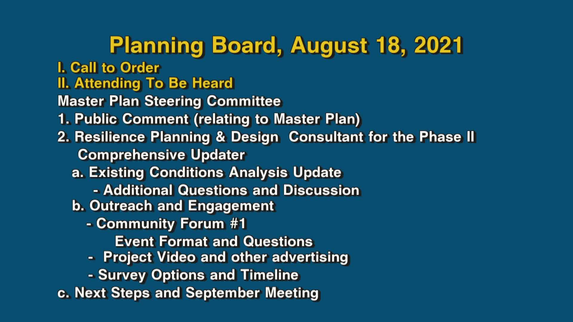 Thumbnail image for Planning Board, August 18, 2021