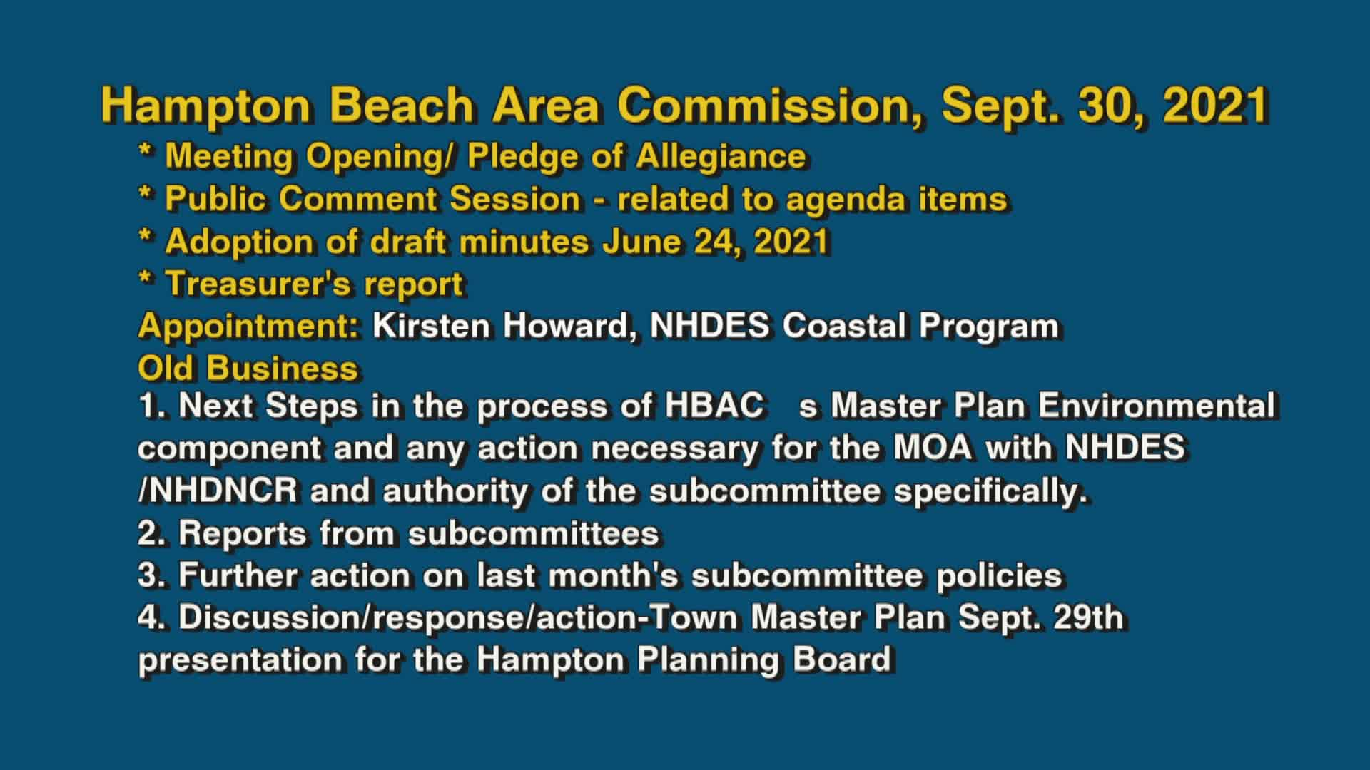 Thumbnail image for Hampton Beach Area Commission, September 30, 2021 (MTG)