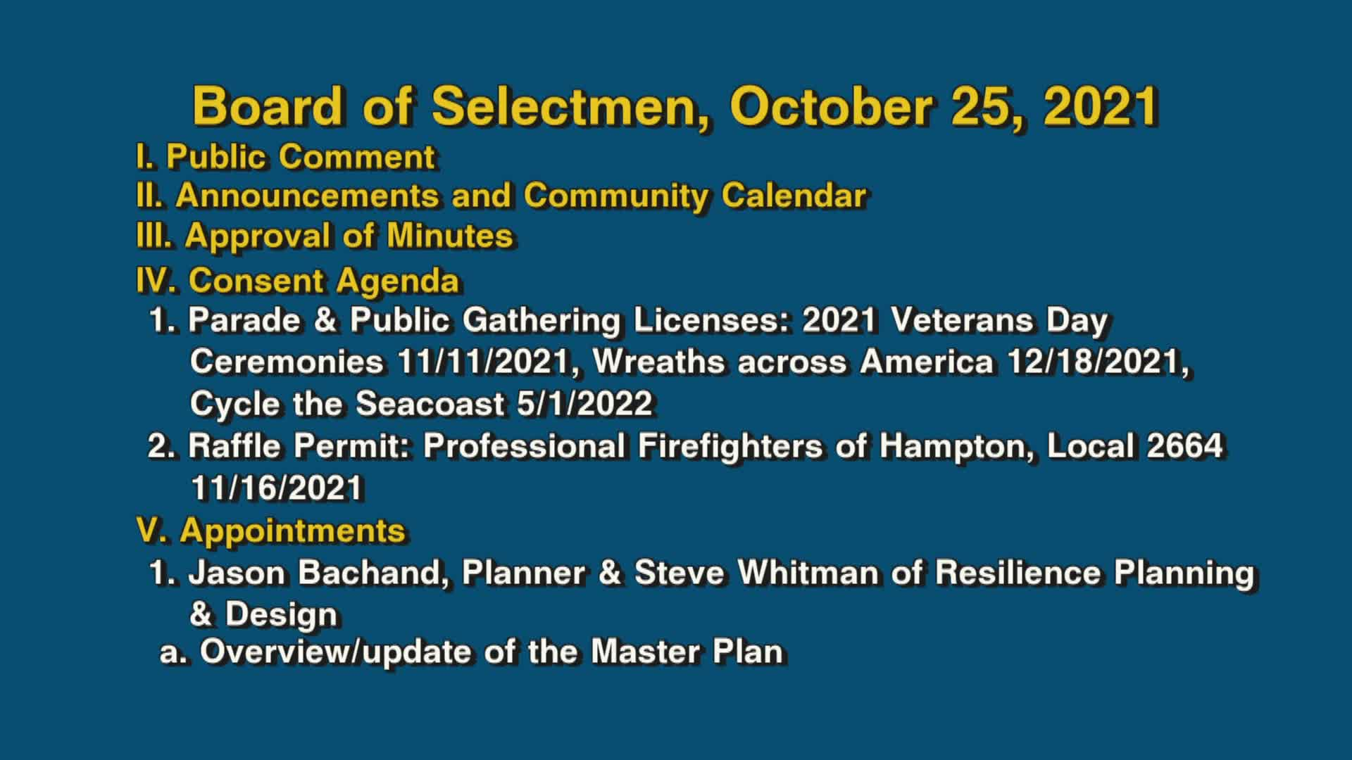 Thumbnail image for Board of Selectmen, October 25, 2021