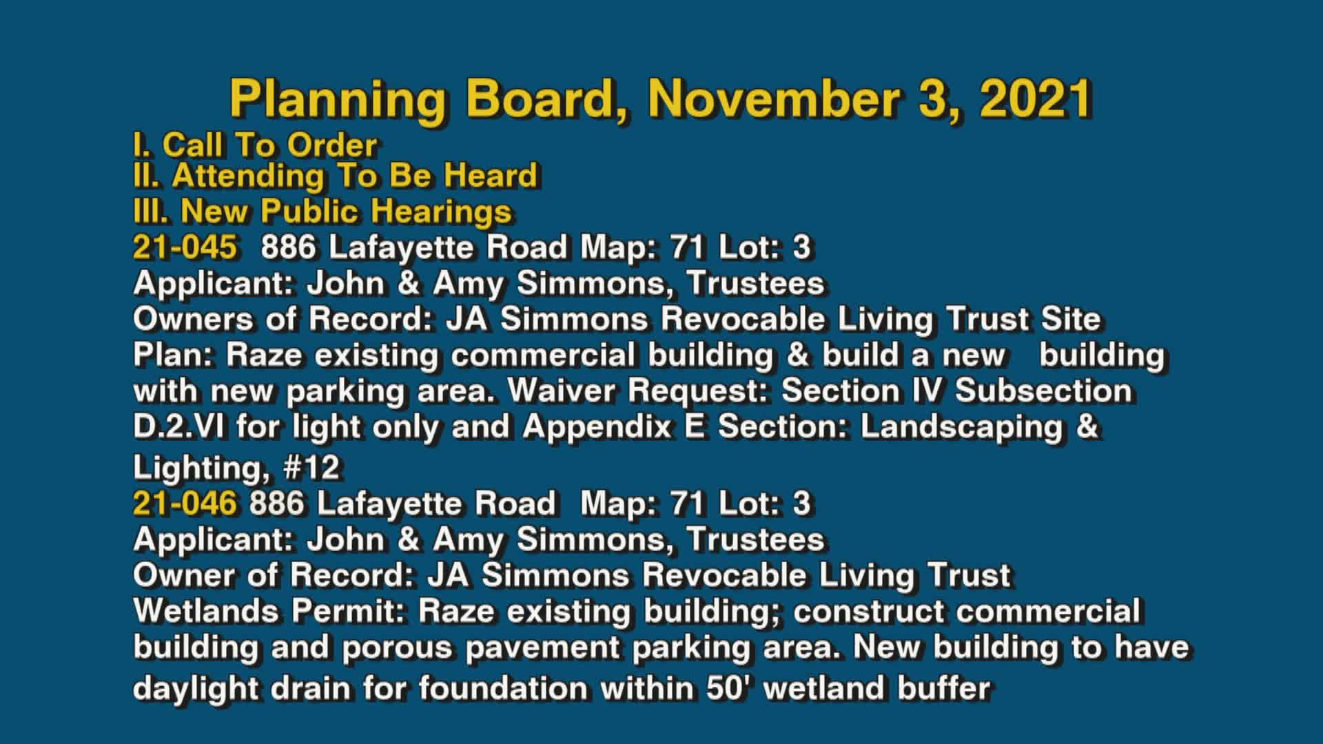Thumbnail image for Planning Board, November 3, 2021
