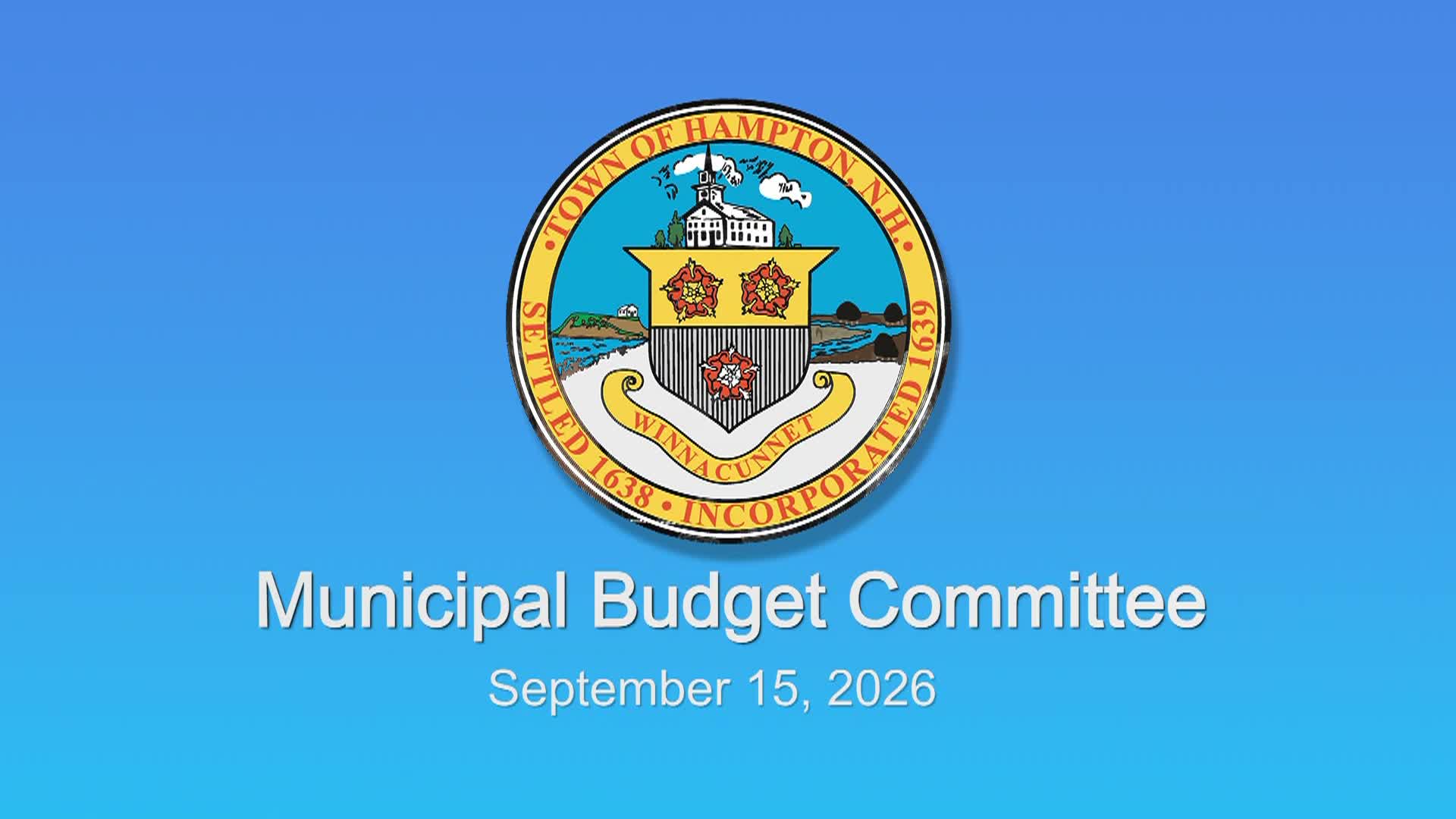 Thumbnail image for Budget Committee, September 15, 2026