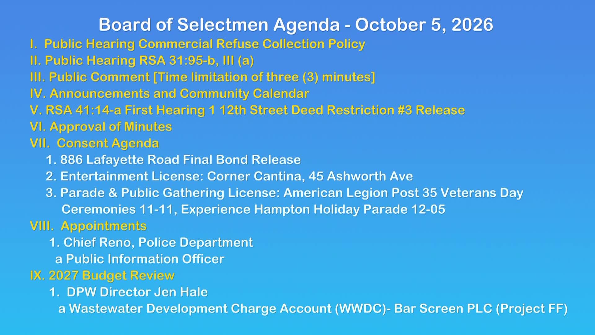 Thumbnail image for Board of Selectmen October 19, 2026