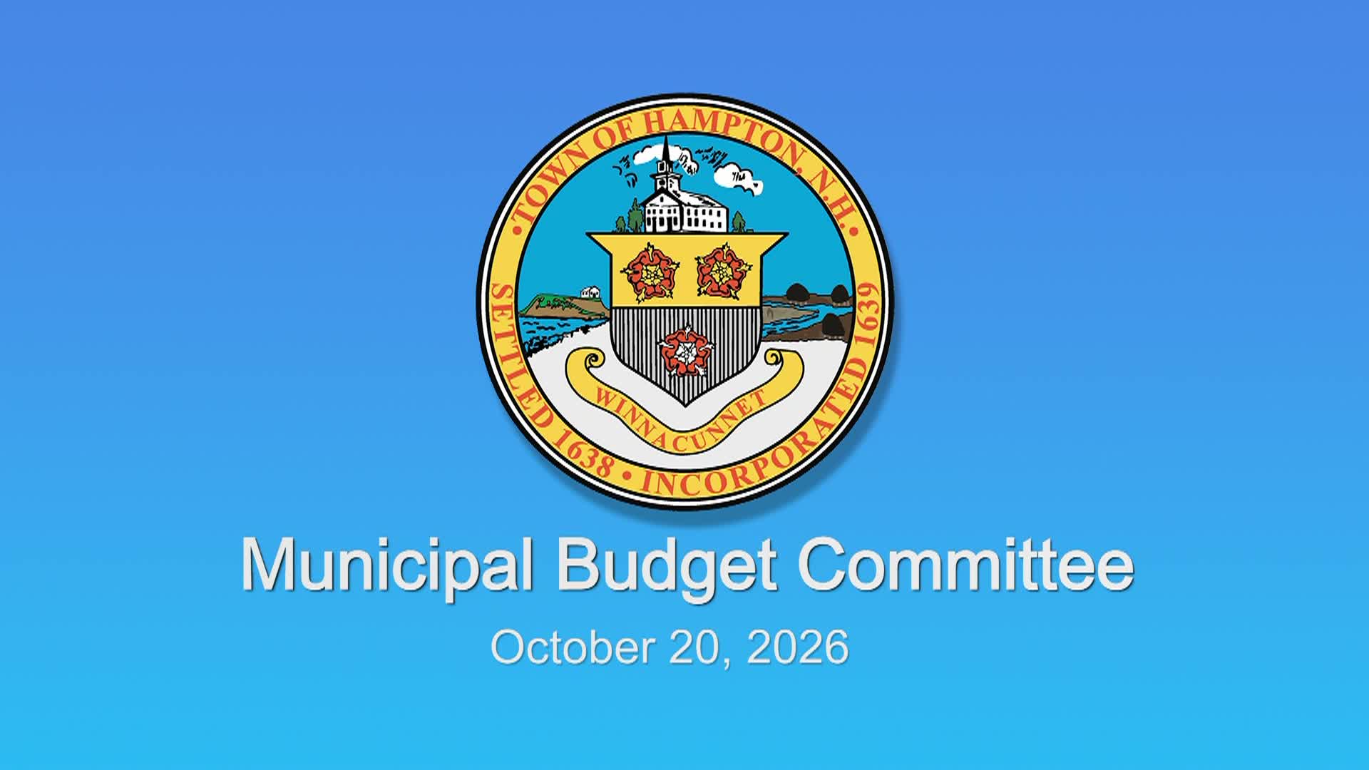 Thumbnail image for Budget Committee, October 20, 2026