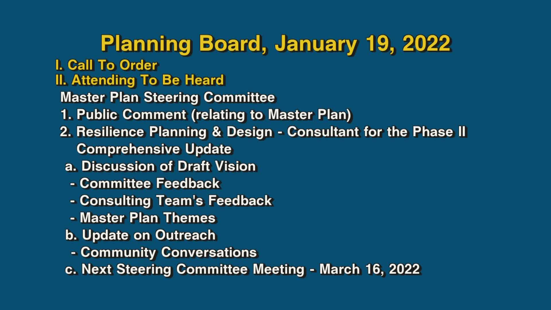 Thumbnail image for Planning Board, January 19, 2022