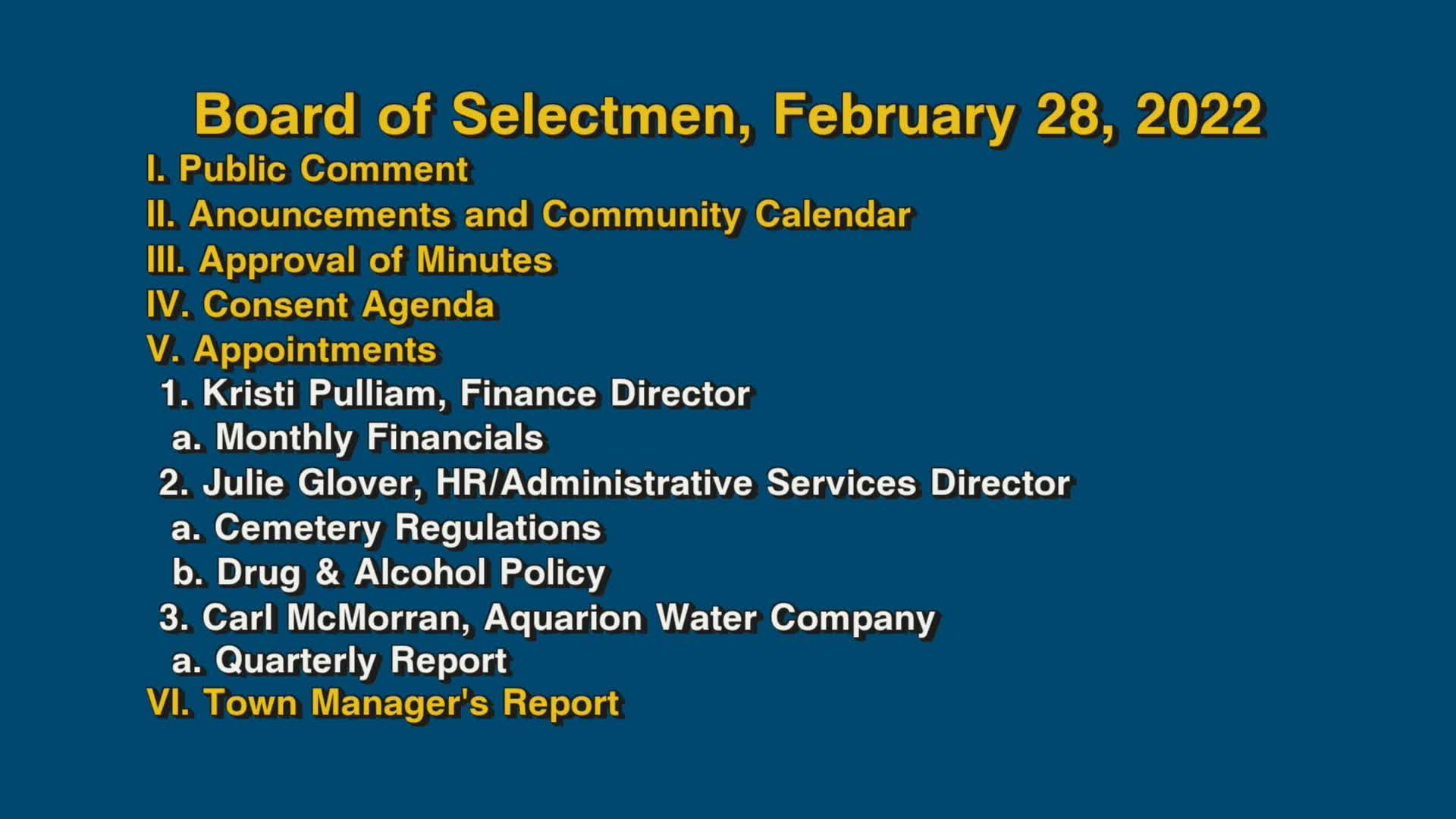 Thumbnail image for Board of Selectmen, February 28, 2022