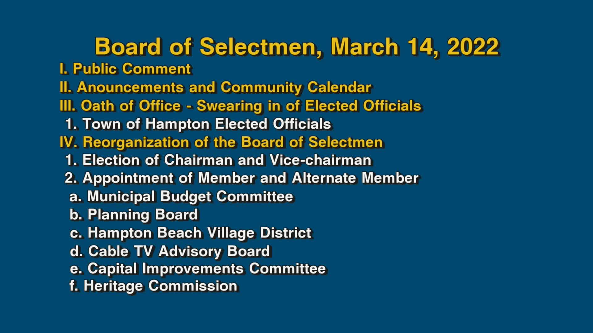 Thumbnail image for Board of Selectmen, March 14, 2022