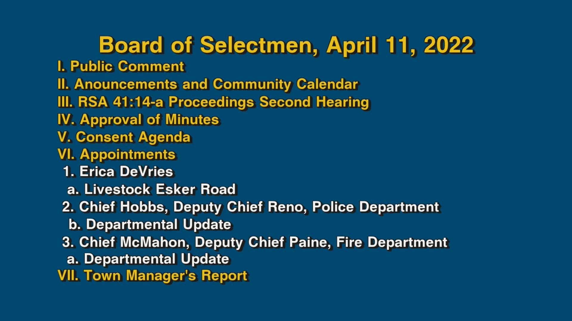 Thumbnail image for Board of Selectmen, April 11, 2022