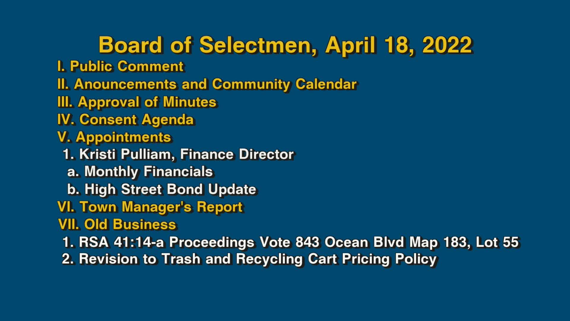 Thumbnail image for Board of Selectmen, April 18, 2022