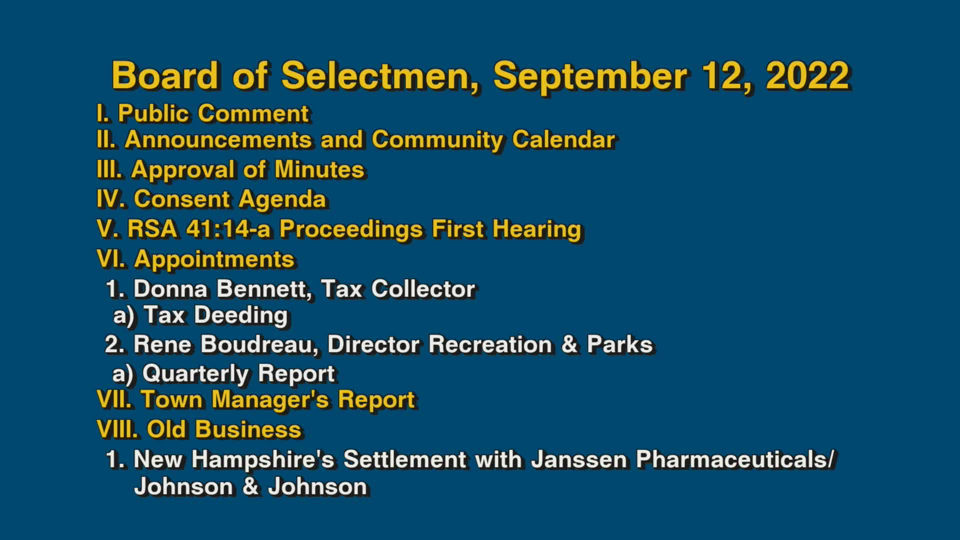 Thumbnail image for Board of Selectmen, September 12, 2022
