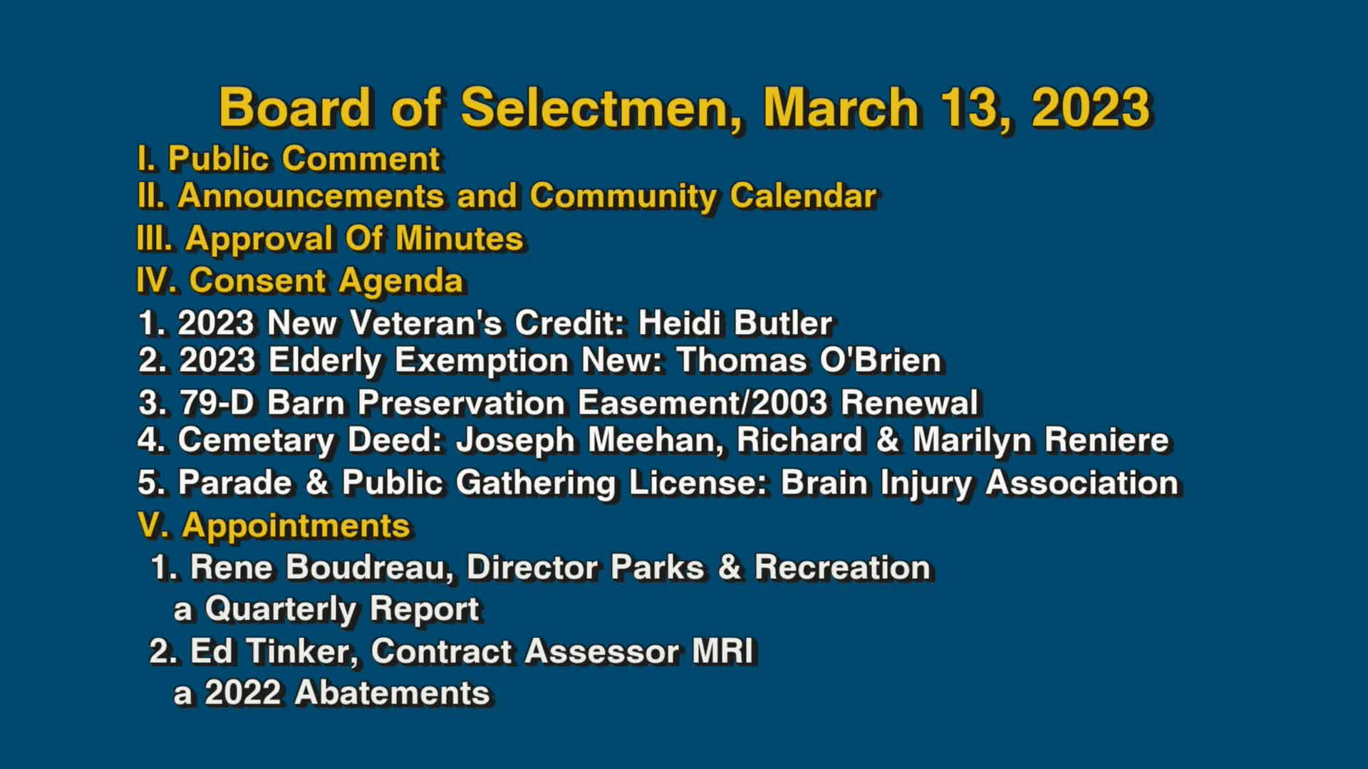 Thumbnail image for Board of Selectmen,March 13, 2023