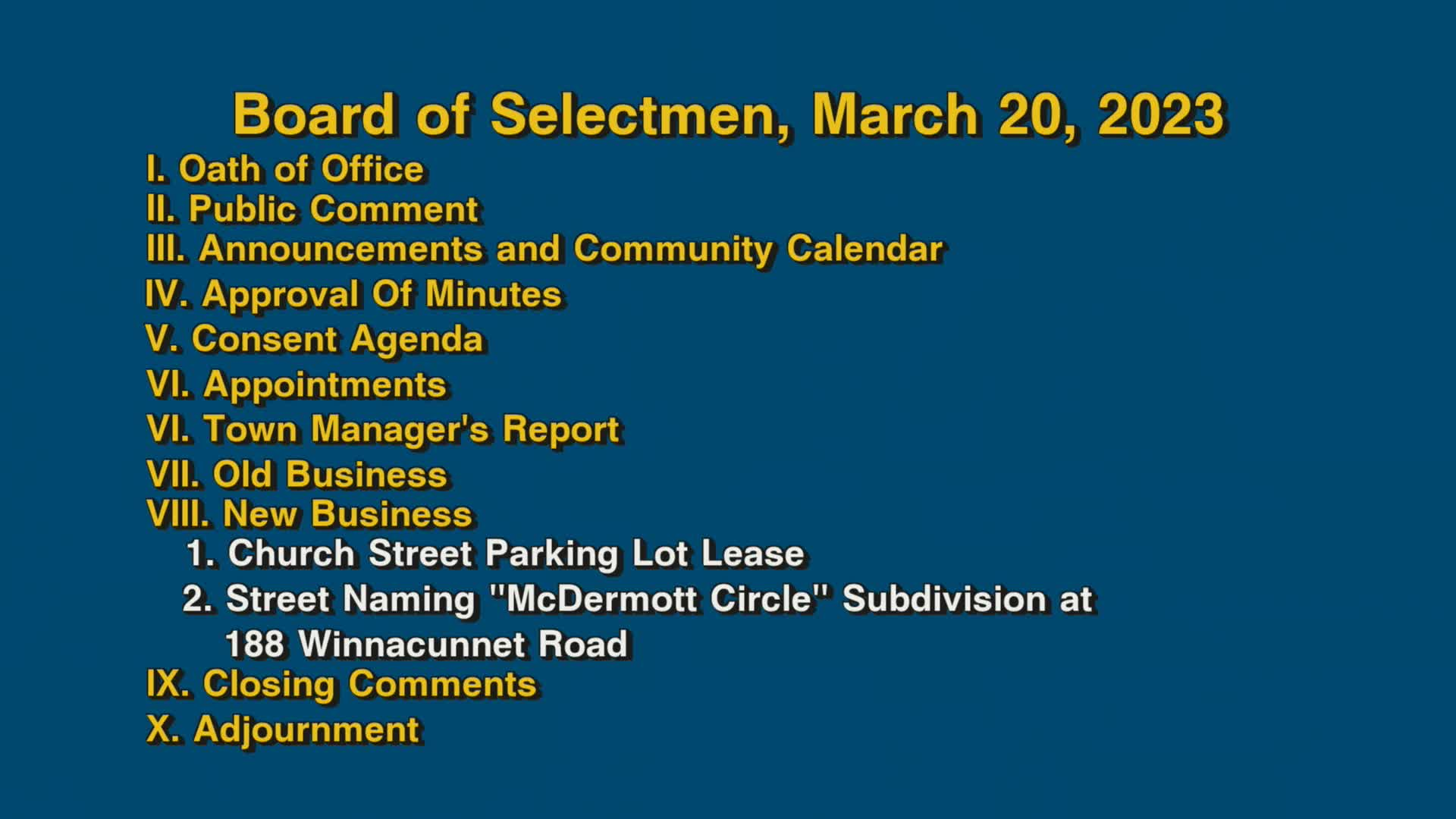 Thumbnail image for Board of Selectmen, March 20, 2023