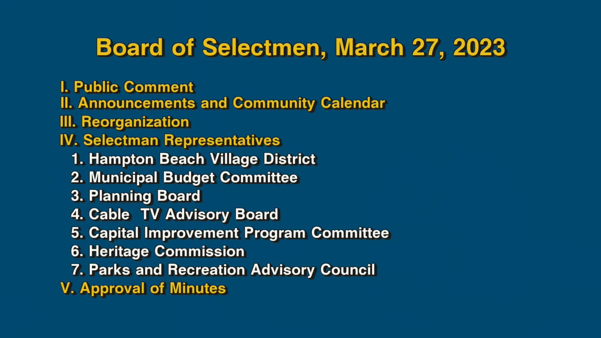 Thumbnail image for Board of Selectmen, March 27, 2023