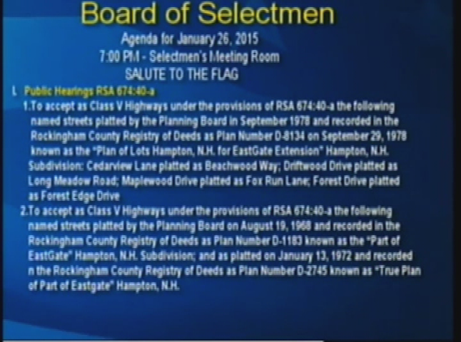Thumbnail image for Board of Selectmen, January 26, 2015