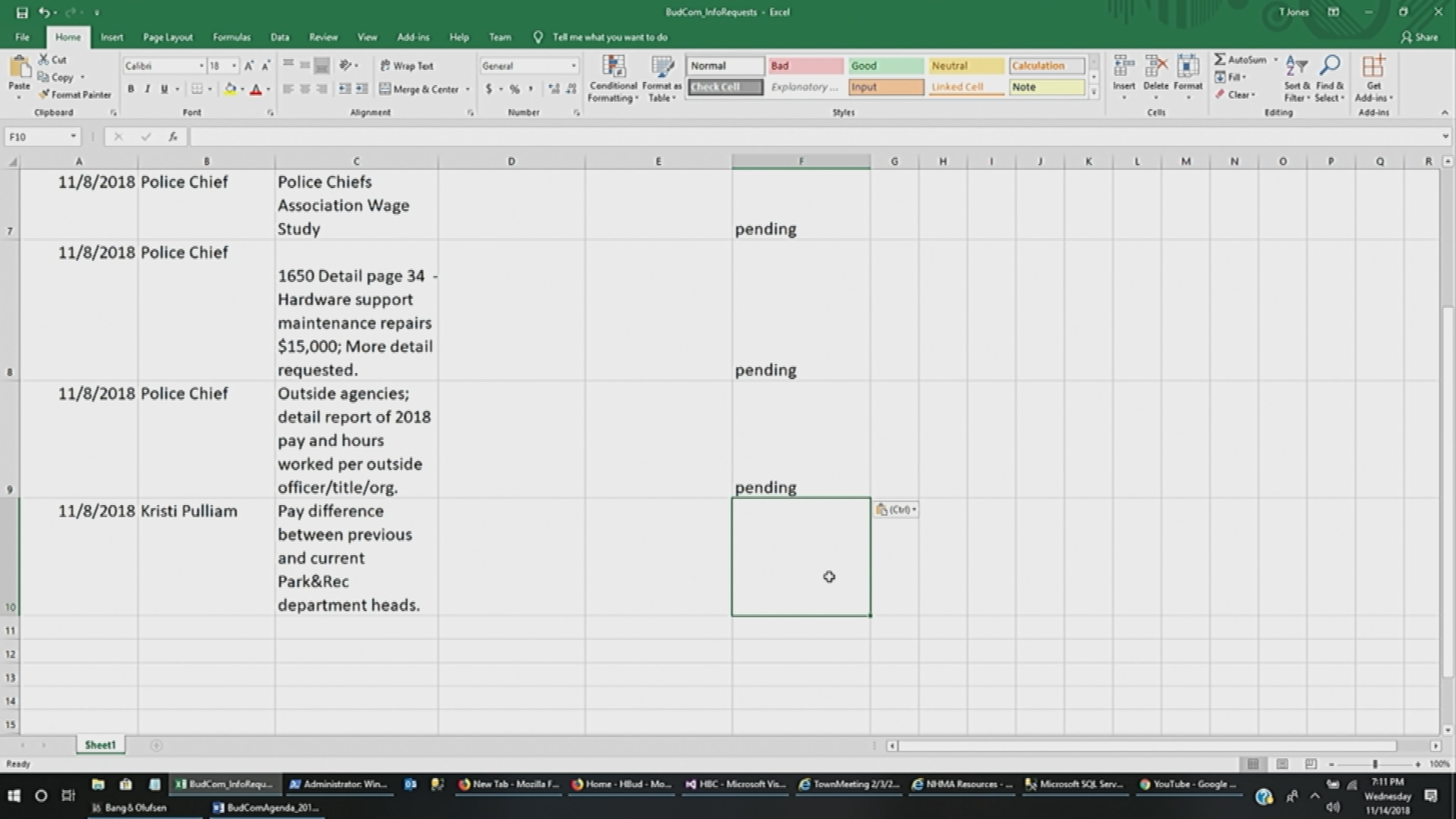 Thumbnail image for Budget Committee, November 14, 2018